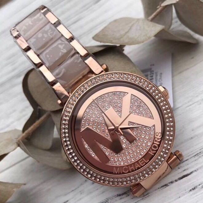Michael Kors MK6176 Rose Gold tone Pink Jet Parker Women s