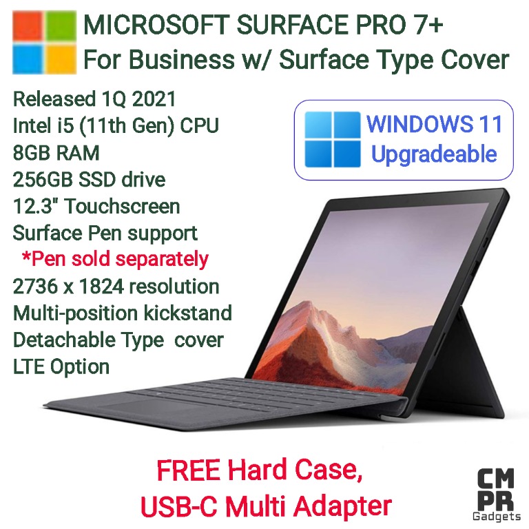 Microsoft Surface Pro 7+ for Business w/ LTE & Surface Type Cover