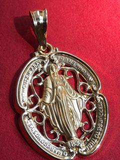 Miraculous Medal Mother Mary 18K Gold Pendant