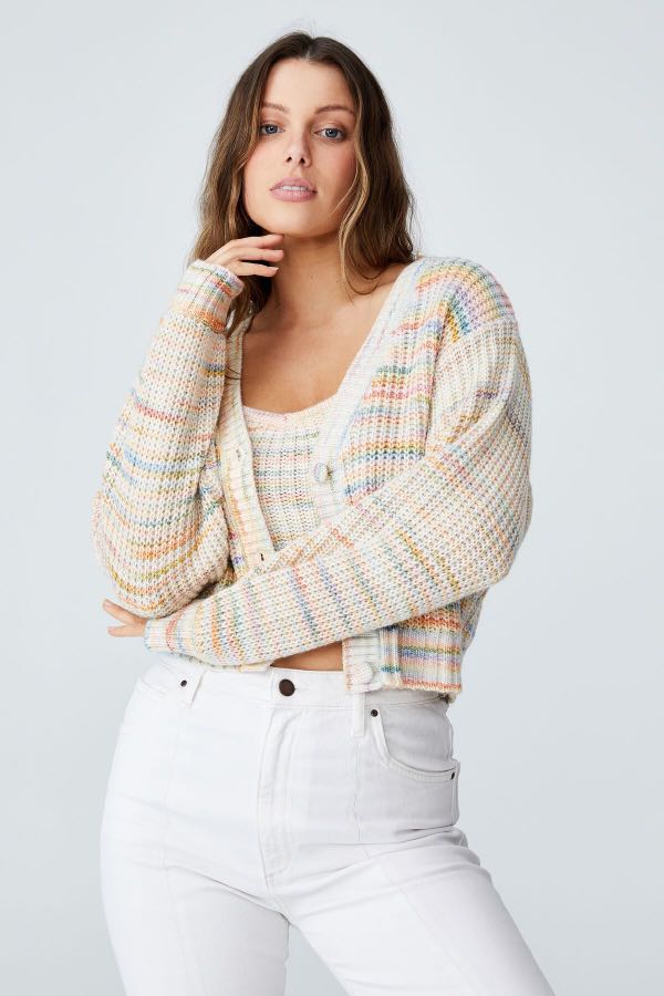 Rainbow discount knit cardigan