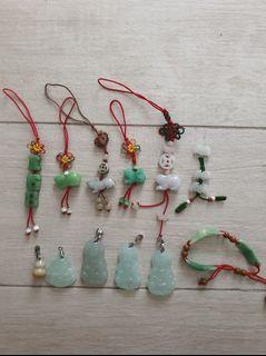 P100-P300 Jade lucky charm pregnant Keychain Happy Buddha Quan Yin Ma personal home Chinese