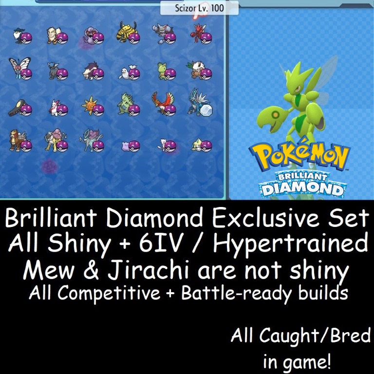 Pokemon Brilliant Diamond 6IV Shiny Exclusive Pokemon Set, Video Gaming