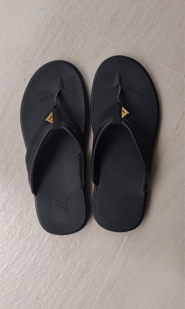 puma flip flops leather