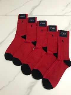 特價 現貨Ralph Lauren Polo - Dark Red Fine cotton crew socks 精棉/超軟中筒返工襪1對 (Size: 38 - 43)64196077938817110