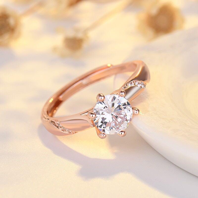 S925 rose top gold ring