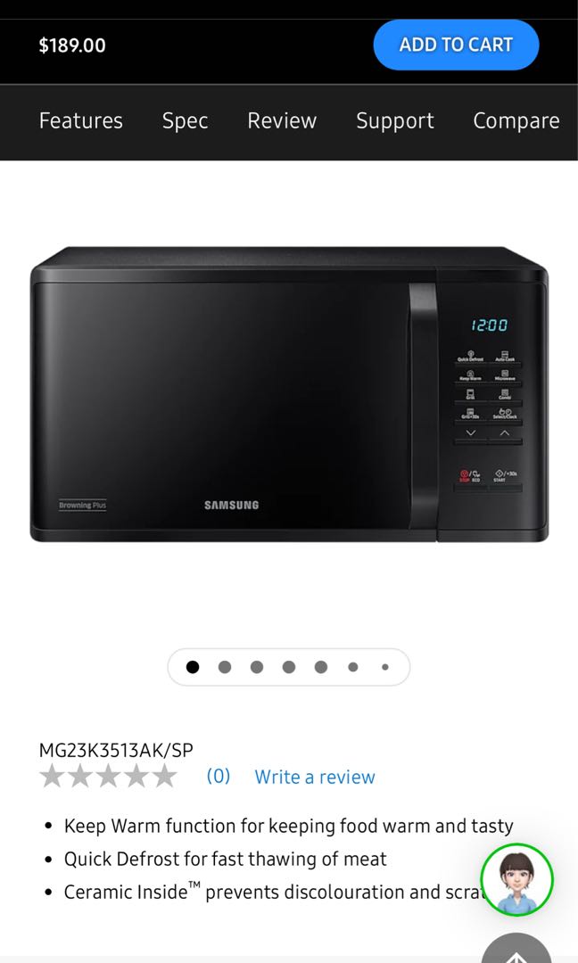 Samsung Microwave Oven 23L mg23k3513ak/SP, TV \u0026 Home Appliances, Kitchen  Appliances, Ovens \u0026 Toasters on Carousell