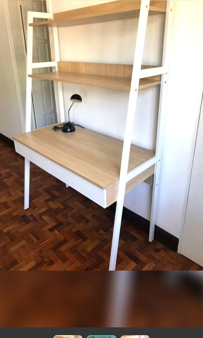 Scandinavian desktop/computer table with drawers (Category: Tables & Sets) located in Binan City. Submitted by mypetite_closet (Listing ID 1127824017, Image 2). Description: Rfs: decluttering wfh set up this is a heavy one. very sturdy and spacious. flaw: missing few screws while disassembling the item..but can easily replace in stores. shipping is via lalamove 4 wheels location. Biñan laguna.