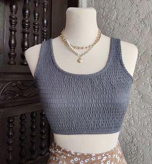 shop copper tank smocked top in stone gray