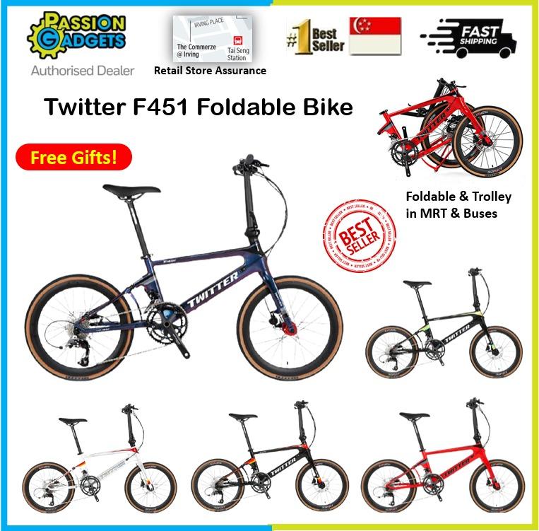 ReadyStock! Twitter F451 Mini Velo SRAM Rival 22Speed Carbon Foldable Folding Bike Hydraulic Shimano MT200 Like Reach GT Bicycle (Category: Bicycles) located in Singapore. Submitted by passiongadgets (Listing ID 1127773621, Image 1). Description: PassionGadgets the SG Twitter authorized distributor retailer for the Twitter F451 Bike Model in Singapore with Service Centre warranty coverage for customers in Singapore. Twitter Bikes are engineered a