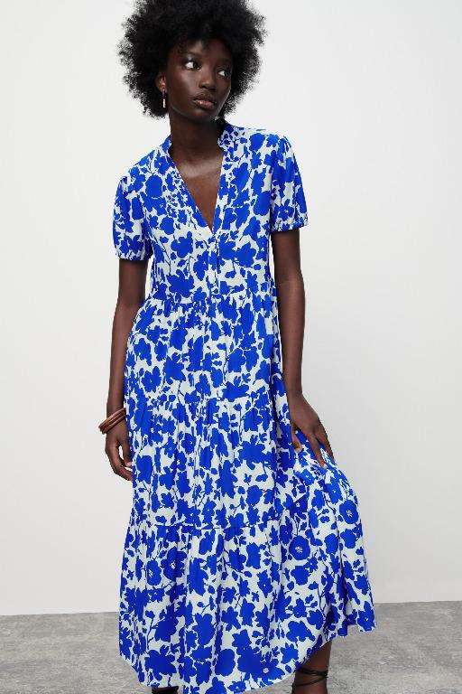 Zara blue flower dress 2025