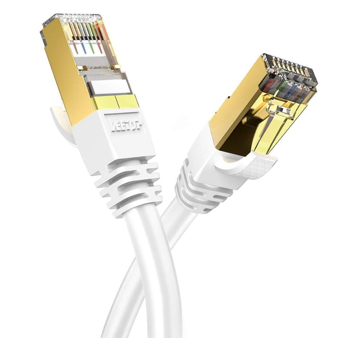 KASIMO CAT 8 Ethernet Cable 0.25M 3PK Round Network Internet Ethernet LAN Cable,High Speed 40Gbps 2000Mhz SFTP LAN Wires Internet Patch Cable with RJ45 Gold Plated Connector for Switch/Router/Modem
