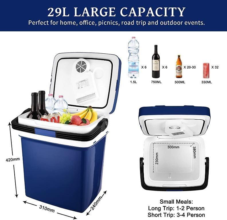 2363 Electric Cool Box Cooler Box Large 29 Litre Car Cooler Box 12v 220v Thermoelectric Cooler with Cooling and Warming Function Portable Cool Box