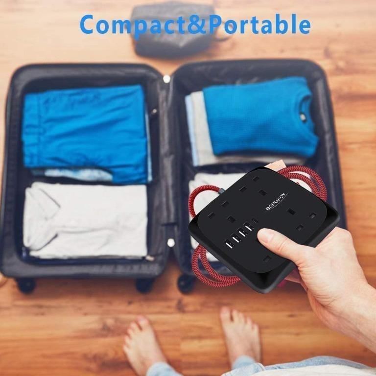 [ INSTOCK ] BOPUROY Extension Lead with USB Slots, 4 Way Outlets Power