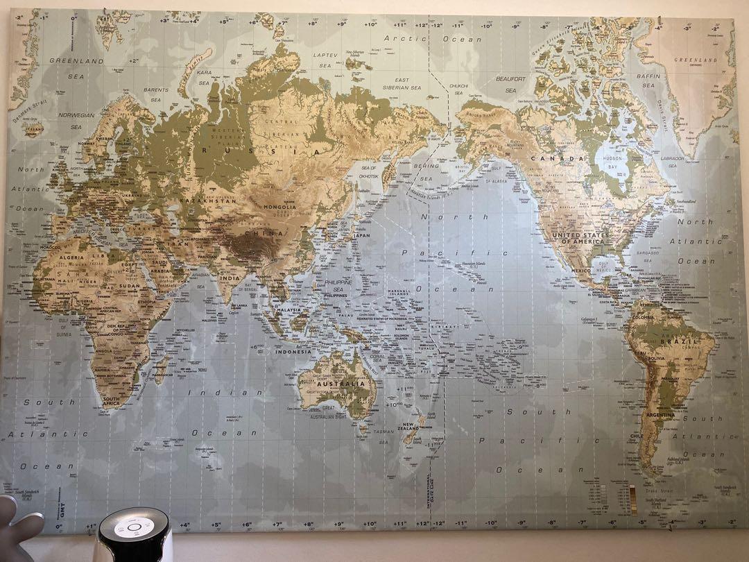 Ikea Premiar World Map Rare Old World Map, Furniture & Home Living, Home Decor, Frames & Pictures  On Carousell