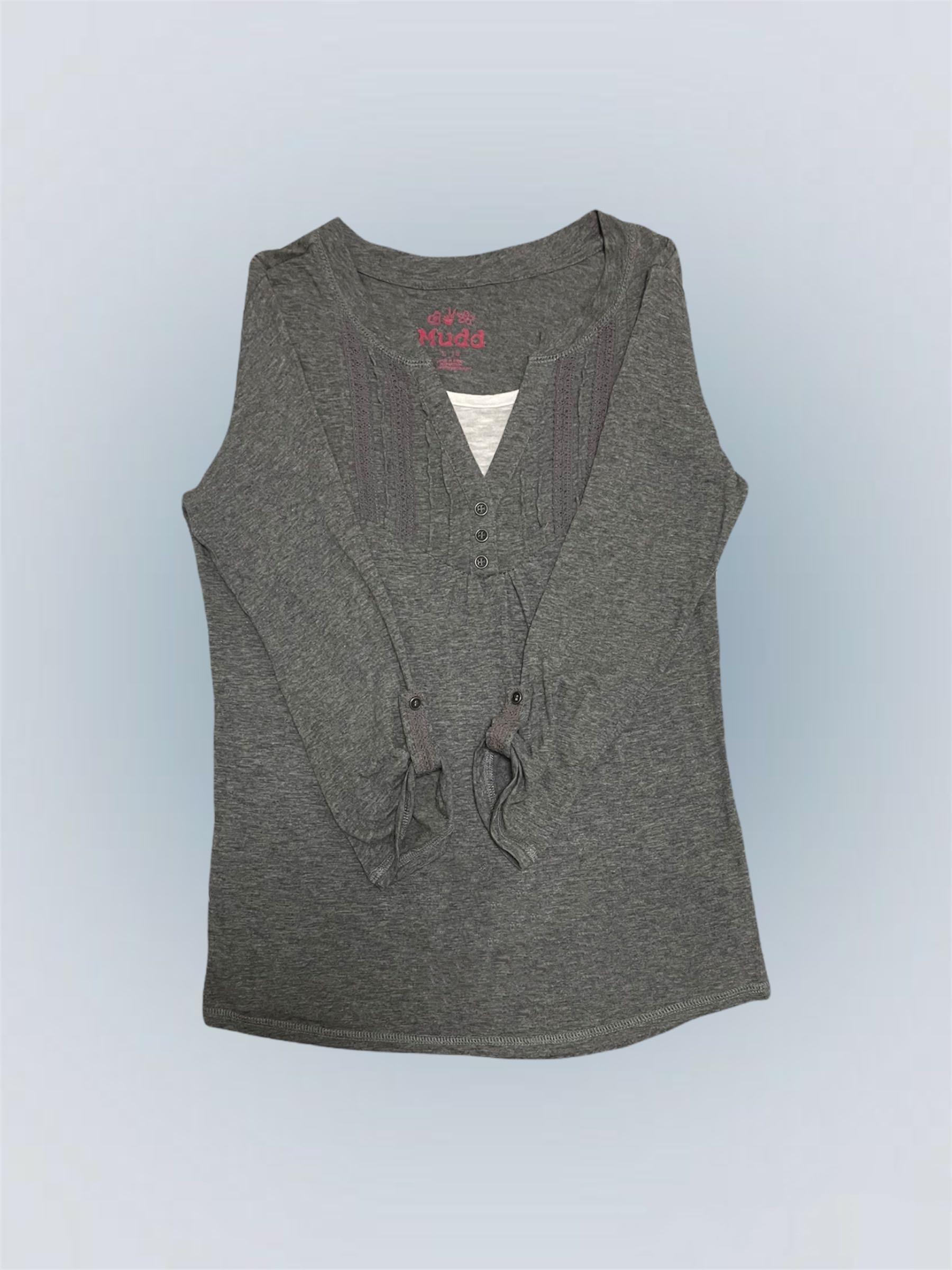 AUTHENTIC Y2K Bella Swan Style Mudd Clothing Dark Grey Henley Top with