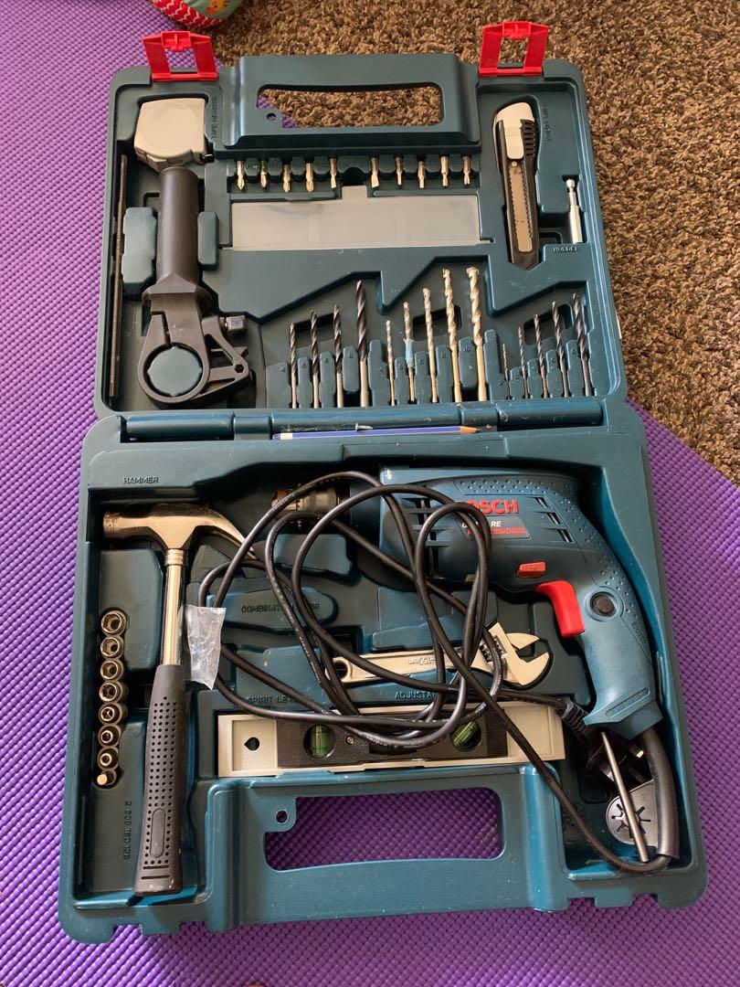Bosch GSB 10 RE Impact Drill Kit 100pcs Furniture Home Living Home Improvement Organisation Home Improvement Tools Accessories on Carousell