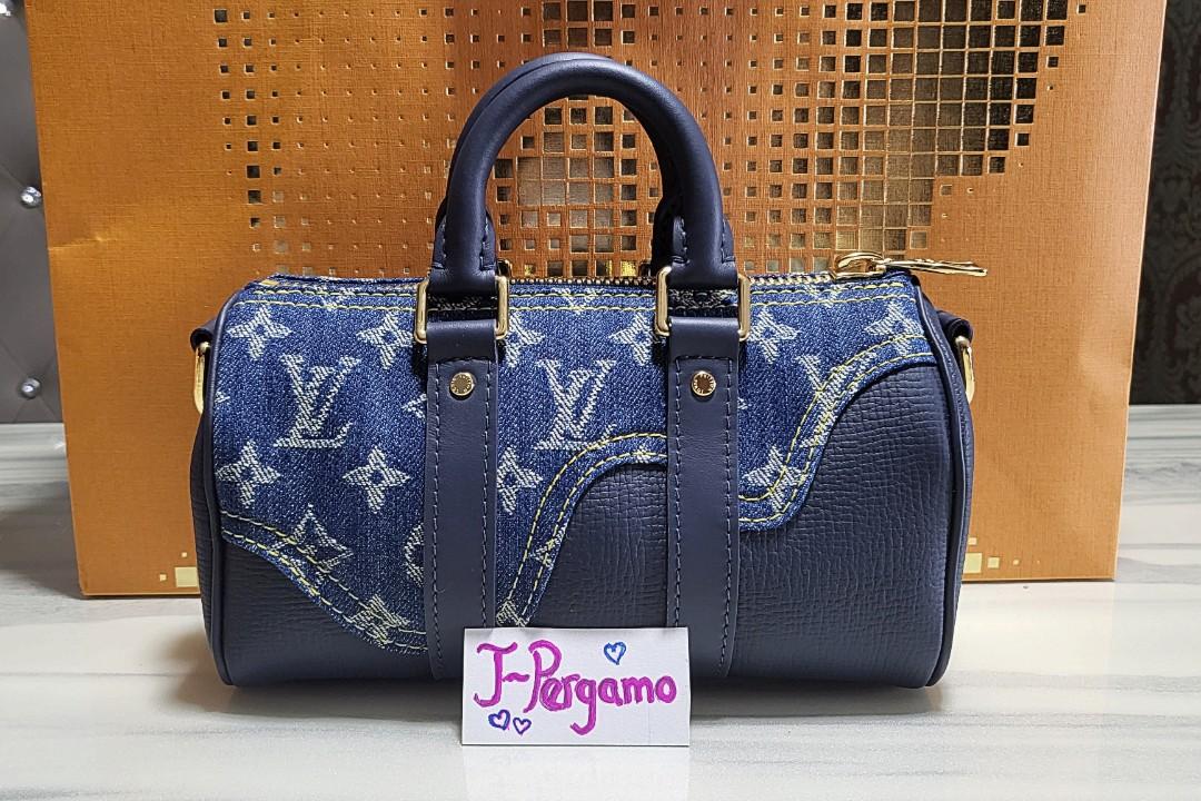 Limited edition Louis Vuitton keepall XS strap in blue denim by Nigo 