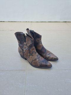 Brown snake skin boots