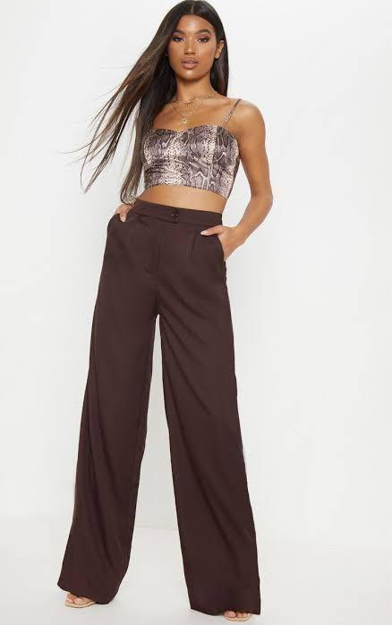 brown wide leg trousers / kulot 