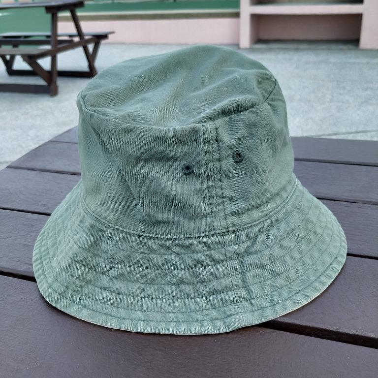 BUCKET HAT ARMY 2 COLOR OLIVE GREEN AND CREME FISHING HIKING
