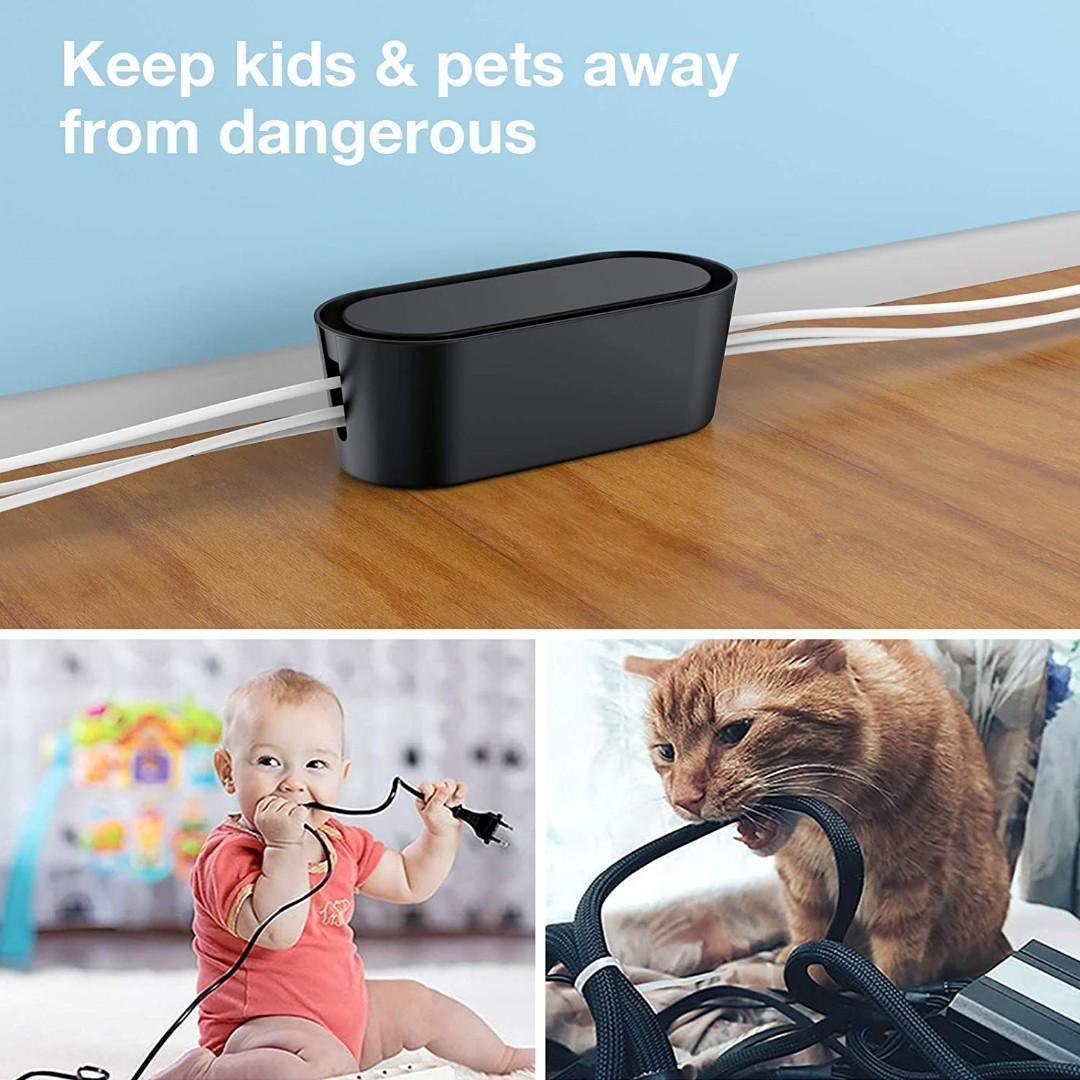 Cable Tidy Box, Madream Cable Box Tidy with 100 Cable Ties 32x13x11cm