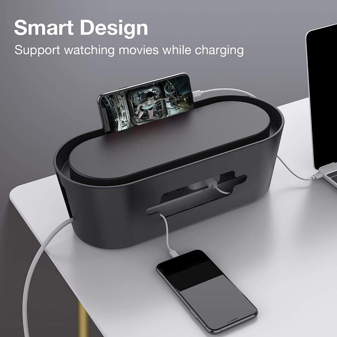 Cable Tidy Box, Madream Cable Box Tidy with 100 Cable Ties 32x13x11cm