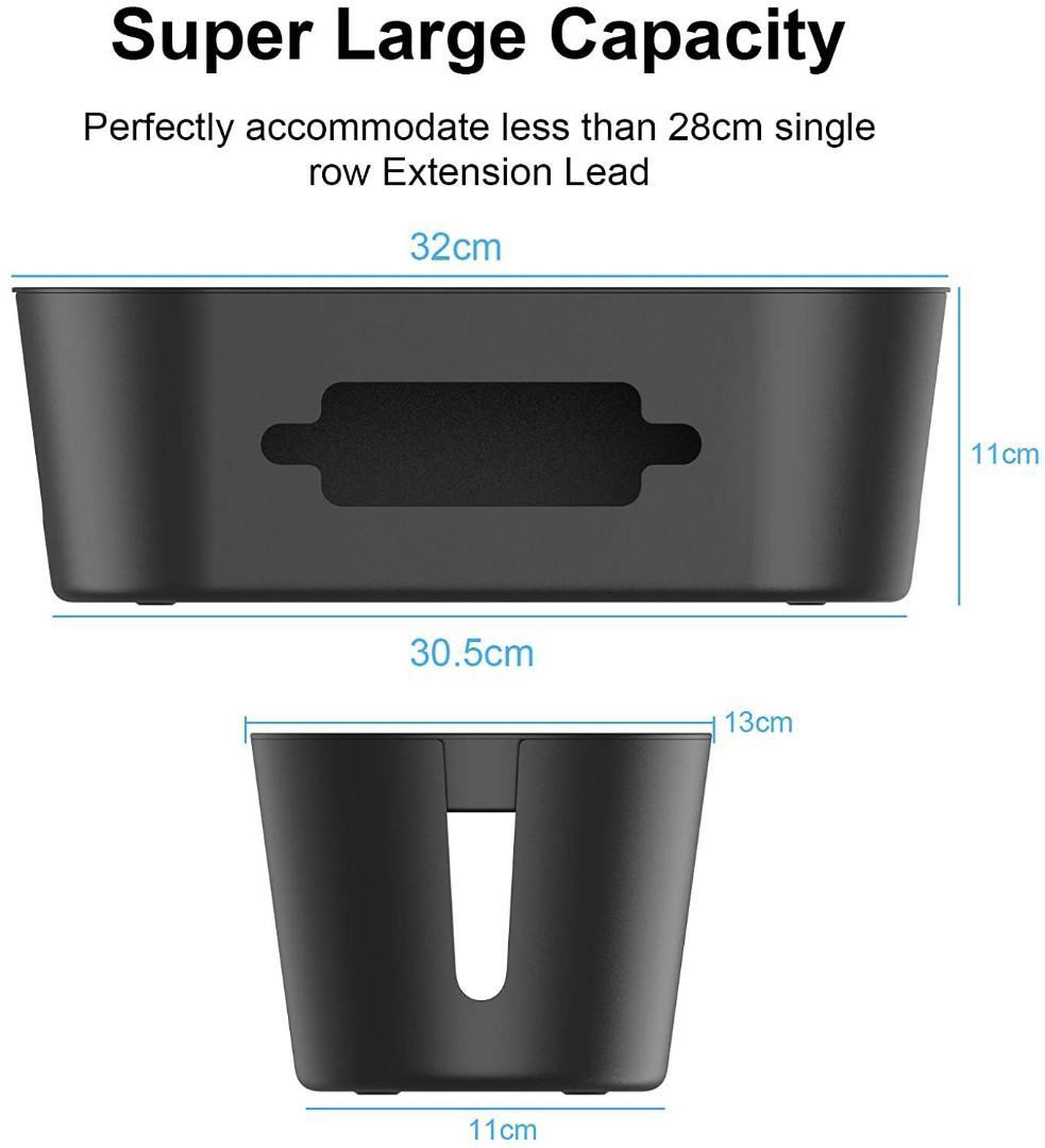 Cable Tidy Box, Madream Cable Box Tidy with 100 Cable Ties 32x13x11cm
