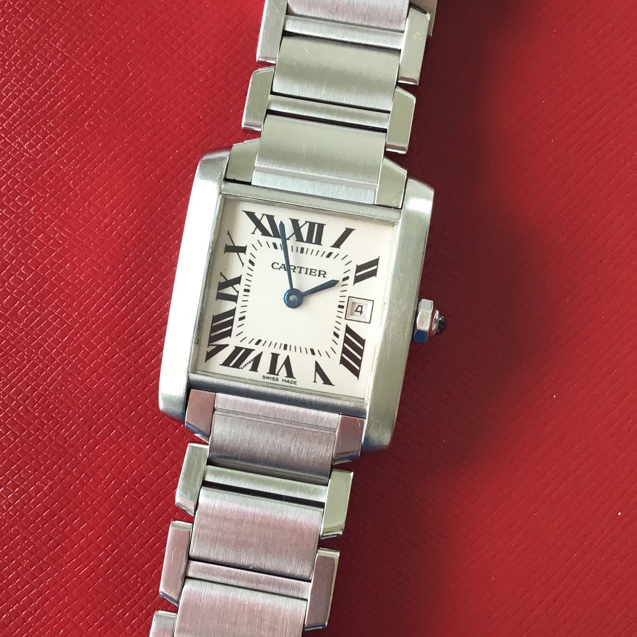 Cartier tank francaise with date on sale