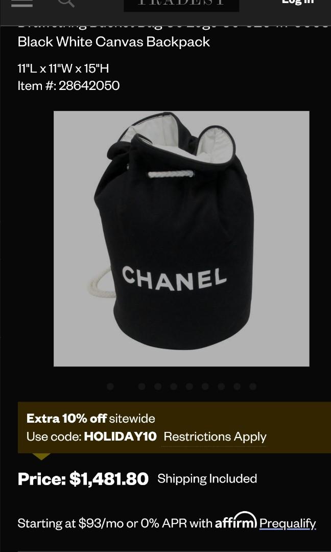 Chanel Black Canvas Drawstring Bucket Bag Backpack, Luxury, Bags