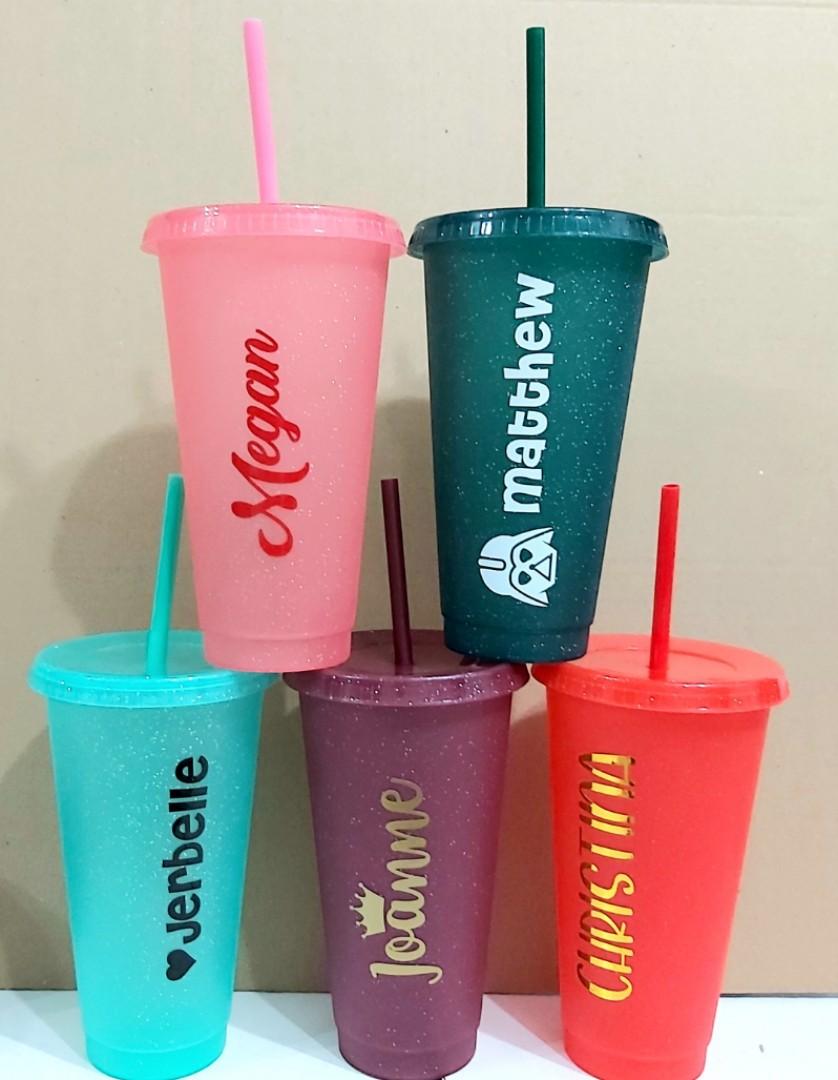 Custom glitter color plastic tumblers bpa free 710ml, Furniture & Home
