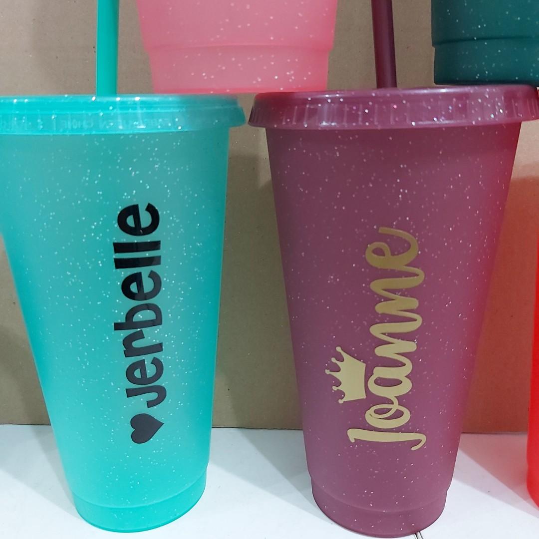 Custom glitter color plastic tumblers bpa free 710ml, Furniture & Home