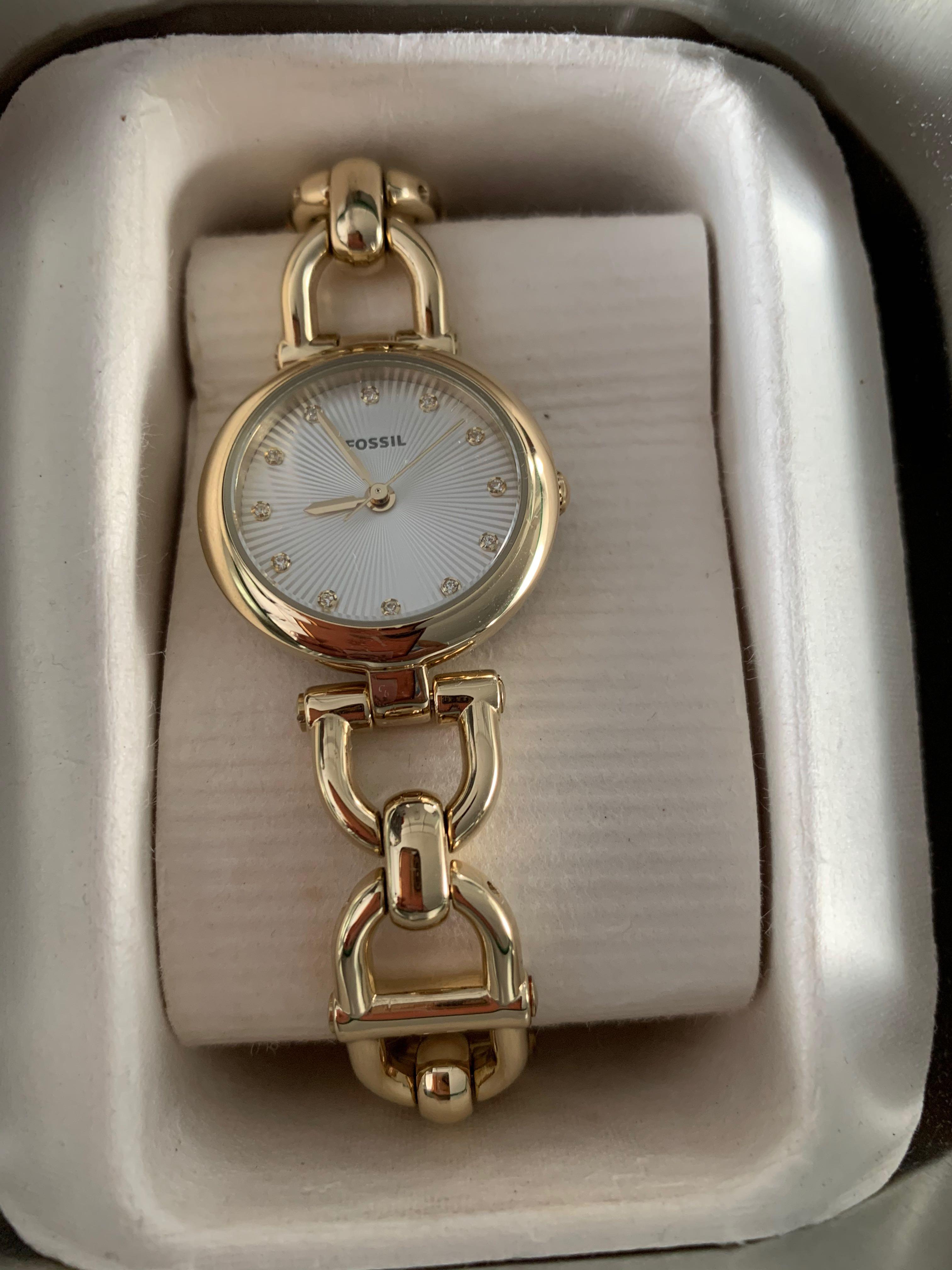 Gold plated fossil watch sale