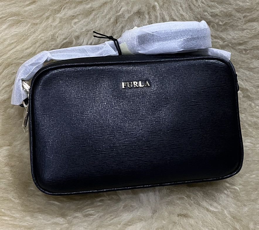 Furla double zip camera bag w adjustable sling Women s Fashion