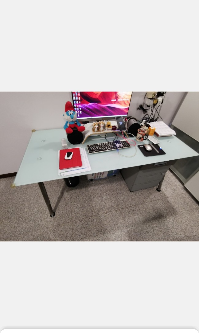 Glass study table, Furniture & Home Living, Furniture, Tables & Sets on ...