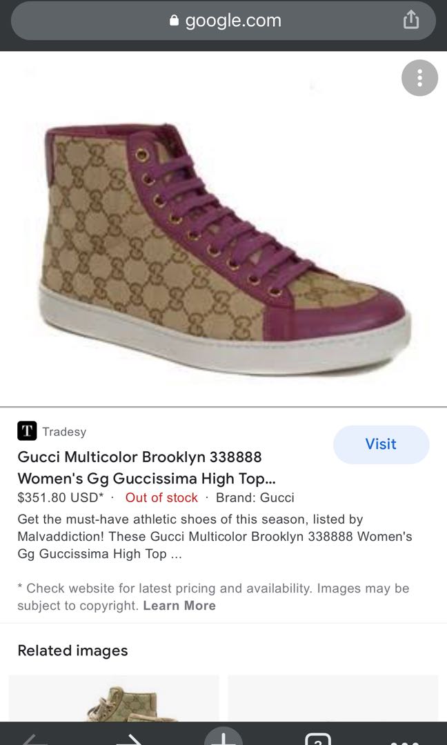 Gucci GG Brooklyn California High Top leather Logo monogram canvas sneakers  shoe