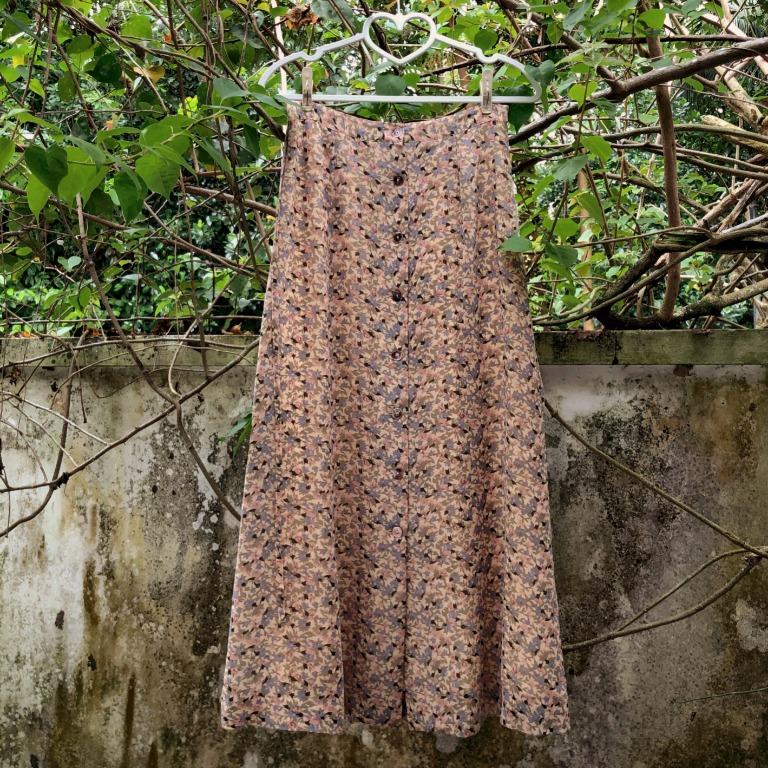 Japanese Vintage Maxi Skirts ?Japanese Vintage 90s 1990s Beige