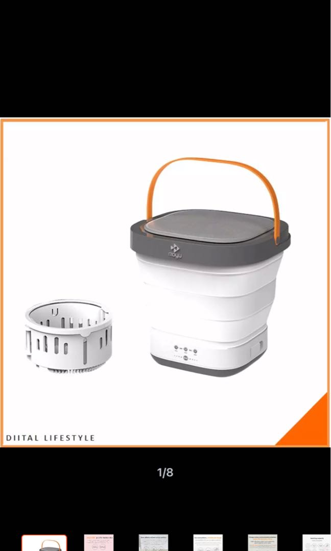 Moyu Folding Washing Machine Portable Mini Bucket Laundry Tub 2 In 1