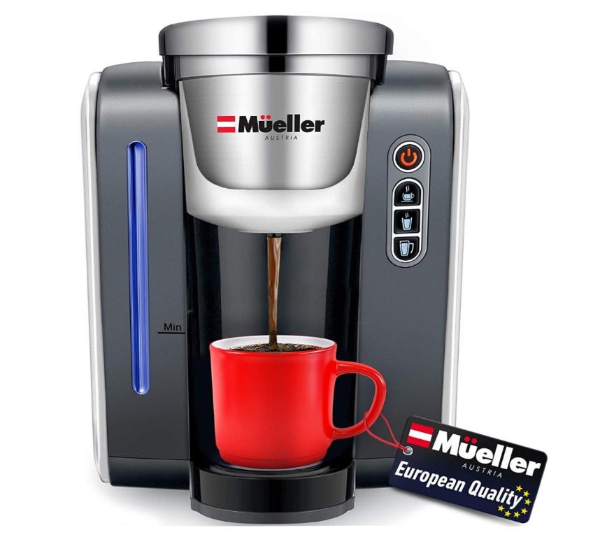 Mueller K-Cup Coffee Maker Single Server Brewer (Category: Coffee & Tea Tableware) located in Marikina City. Submitted by skowshop (Listing ID 1128041503, Image 1). Description: Mueller Single Cup Coffee Maker Brewer Machine always provides you fresh and delicious coffee no matter where you are. Compatible with most pods. Removable Drip Tray, Auto Shut-Off, Cool Touch Exterior and 4 different brewing options. Material U-700 Brand Mueller Austria 