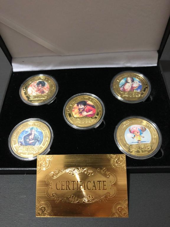 one piece Gold Plated Gold Coin Game luffy zoro chopper Charizard  Commemorative Coins Child Classic Collection Toy Souvenir Gift