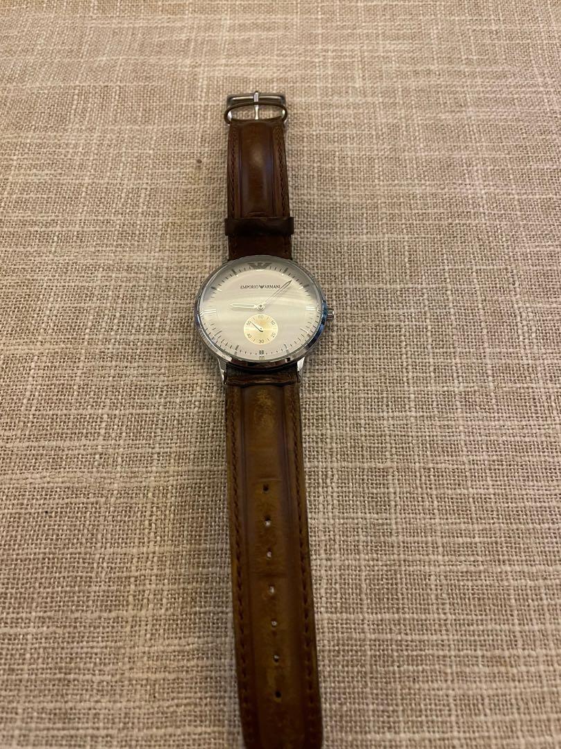 Original Armani Watch (Category: Men's Watches) located in Paranaque City. Submitted by itemsforcheap (Listing ID 1128013481, Image 2). Description: 39mm With sub seconds hand Original Armani Very presentable with aged brown leather strap .