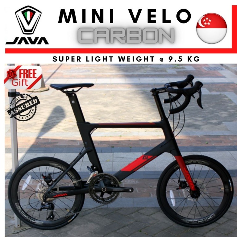 Ready Stock Java Mini Velo Carbon Fiber Frame 20 inch wheel set Shimano 105 group set raiser bar 22 speed light weight 6 Month local