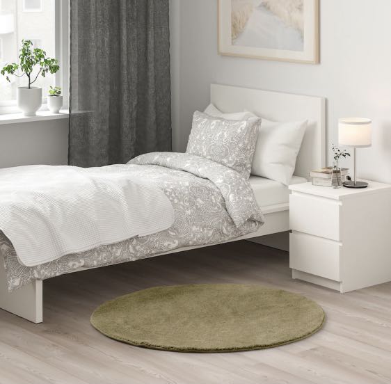 Round Olive/Green Rug (IKEA), Furniture & Home Living, Home Decor