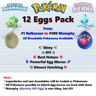 Pokemon Brilliant Diamond and Shining Pearl Manaphy and Shiny Phione Bundle  6IV