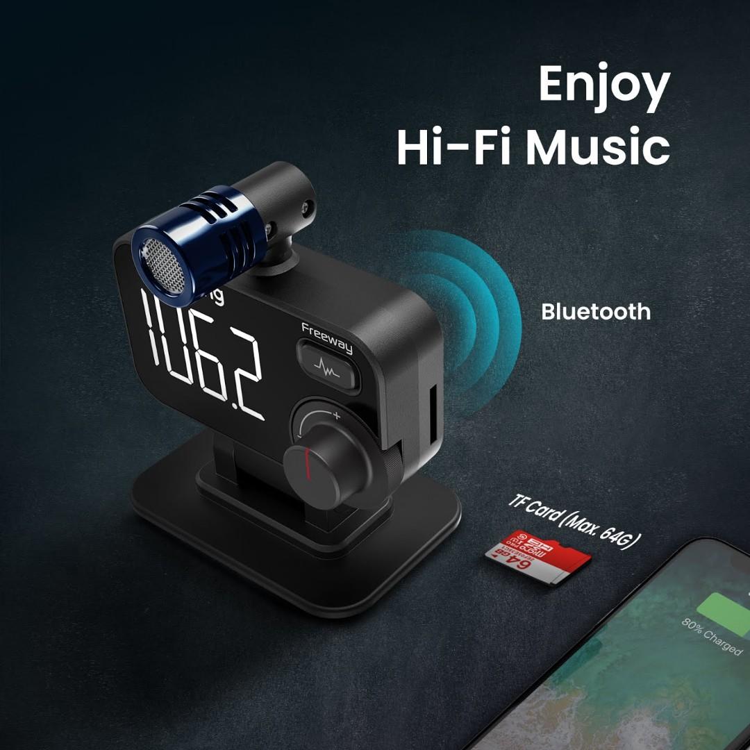 VicTsing FM Transmitter, Bluetooth 5.0, Black – VictSing