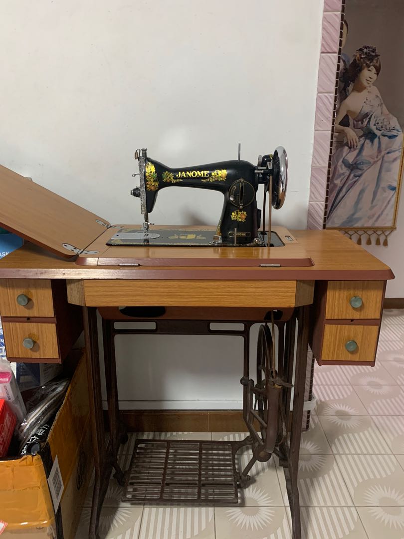 Vintage Janome sewing machine, Furniture & Home Living, Furniture, Tables & Sets on Carousell