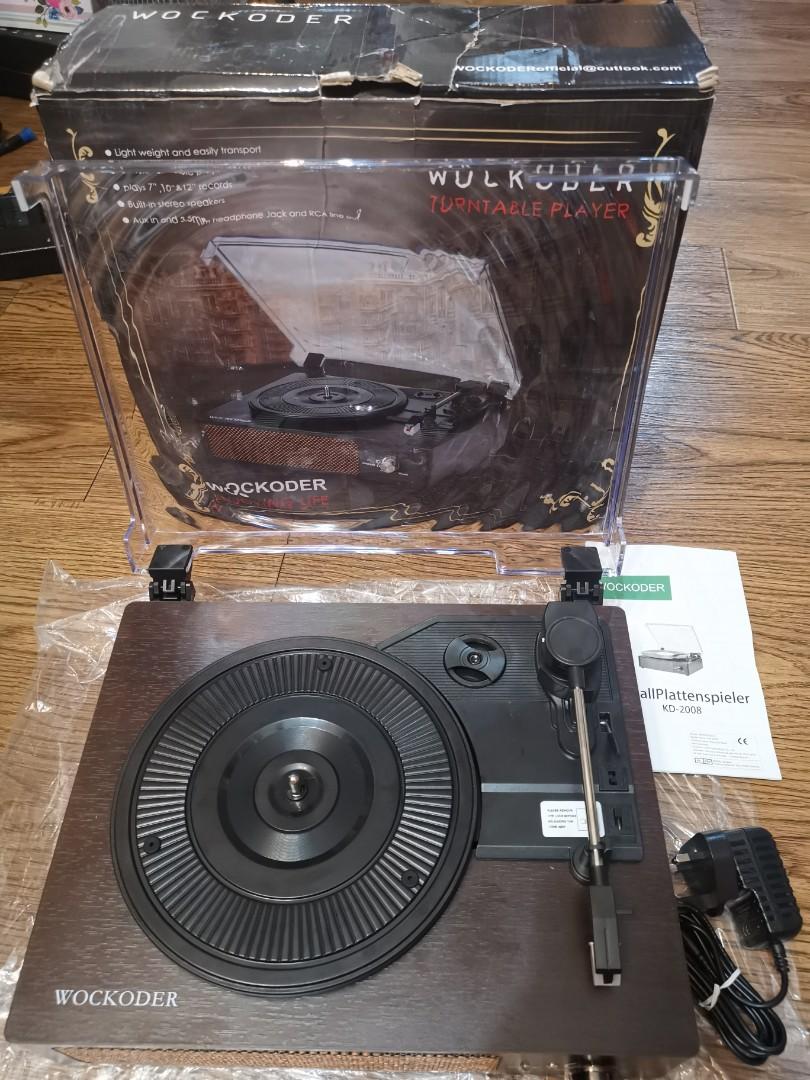 Wockoder Record Player, Turntable, Portable, Wireless, LP Phonograph