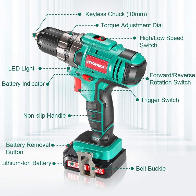 HYCHIKA 12V Rechargeable Li-ion Battery, Replacement Battery 2.0Ah for HYCHIKA  12V Cordless Drill Screwdriver : : Tools & Home Improvement