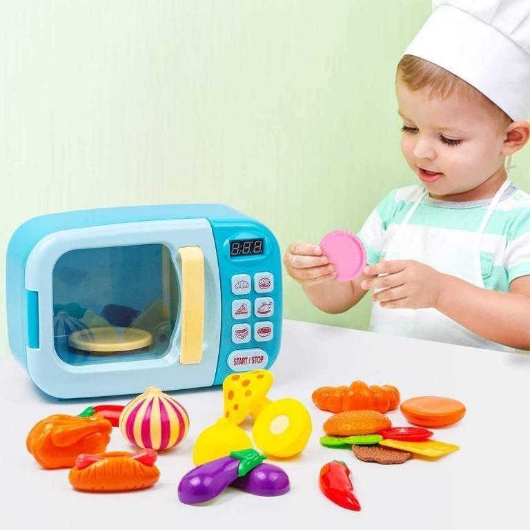 Kids Toy Microwave Oven Pretend Play Food Kitchen Sounds Toddler Gift New 