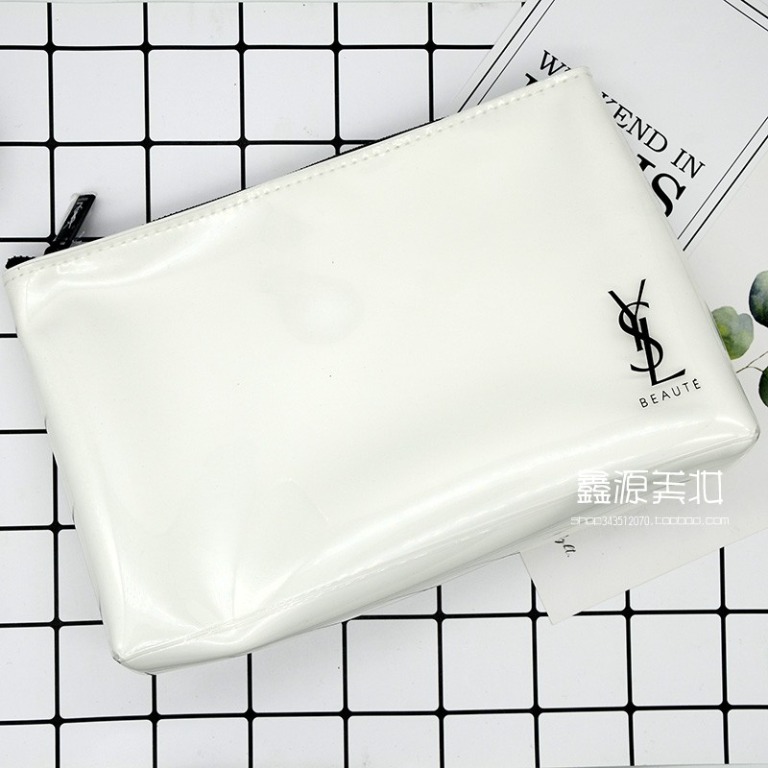 YSL Beauty Waterproof White Makeup Cosmetics Bag / Pouch / Clutch, Small  Size