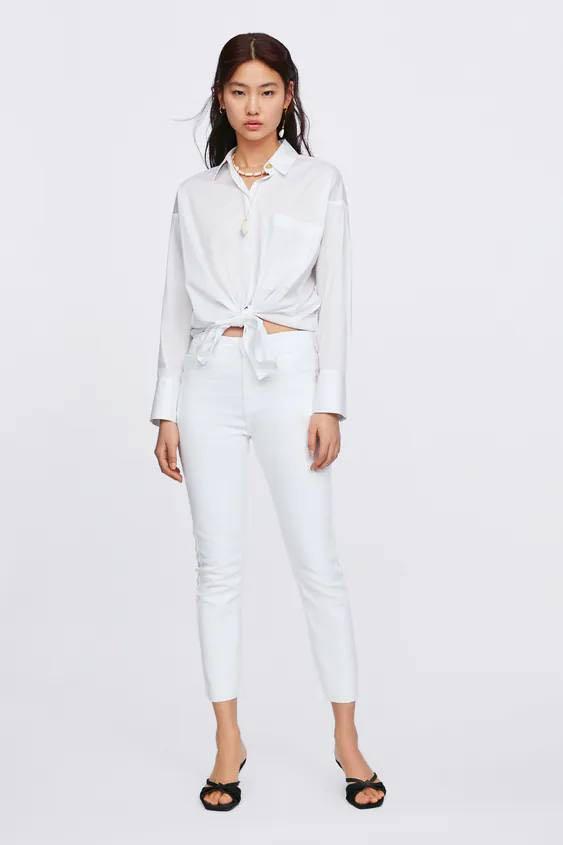 Zara basic trafaluc white skinny jeans